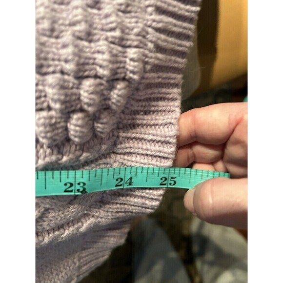 J. Crew Women's Lilac Wool Blend Cable Aran chunky Knit Sweater Large Pu… - Picture 6 of 6